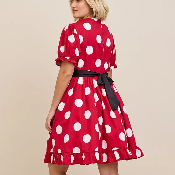 ❤️NWT TORRID PREMIUM ♡ MINNIE MOUSE PUFF SLEEVE  COSTUME DRESS DISNEY - Picture 2 of 8